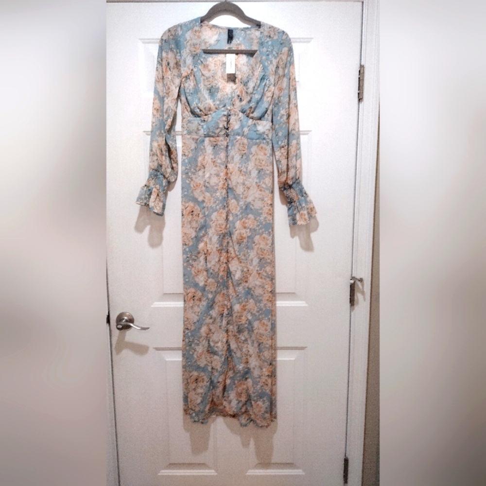 ALYA NWT Long Sheer Button Overlay Kimono Medium